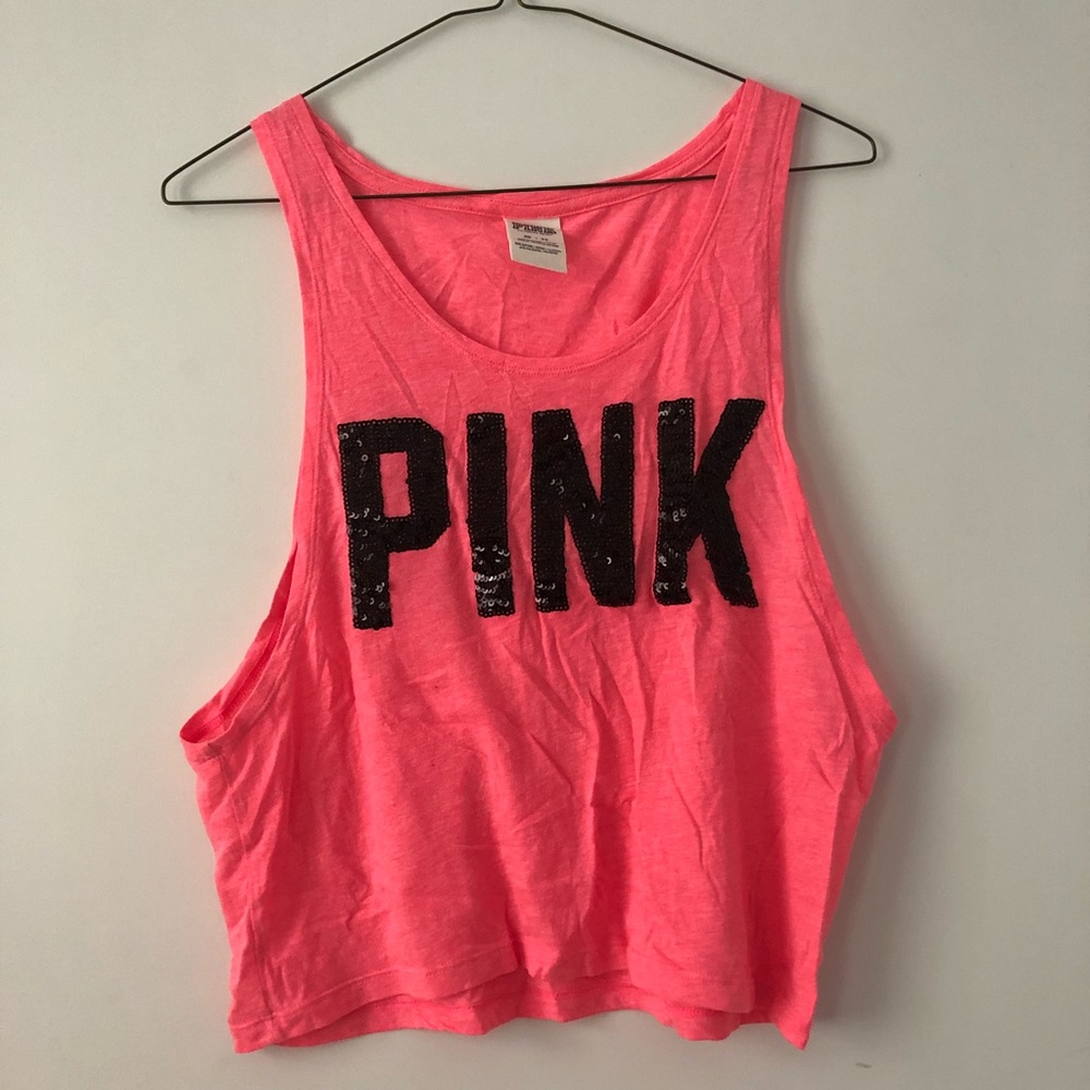 Sequined Hot Pink Tank Top